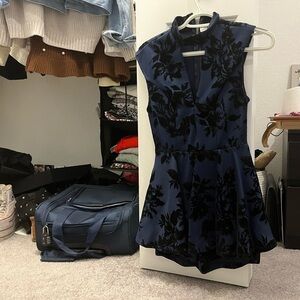 Privy Navy and Black Floral Mini romper